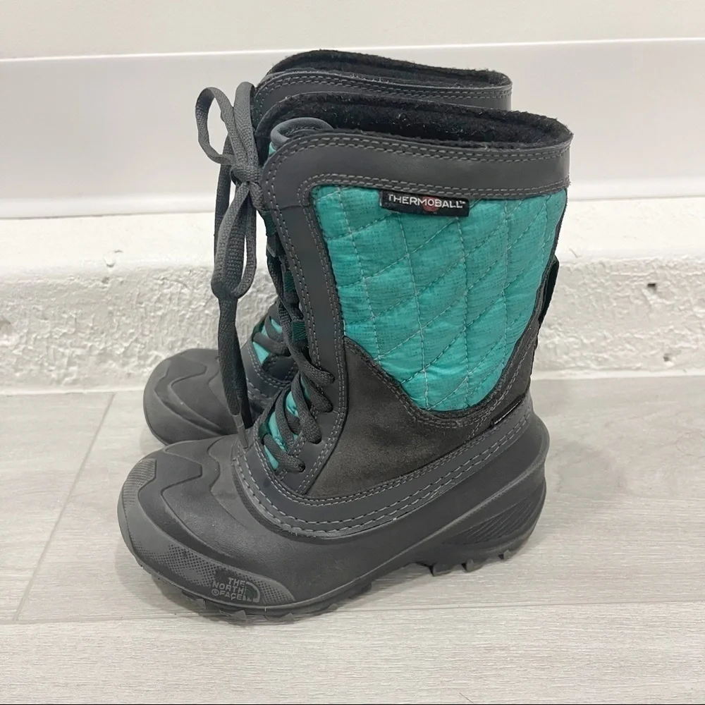 The North Face Youth Thermaball Shellista Boot Winter Night Teal Size 12 Girls